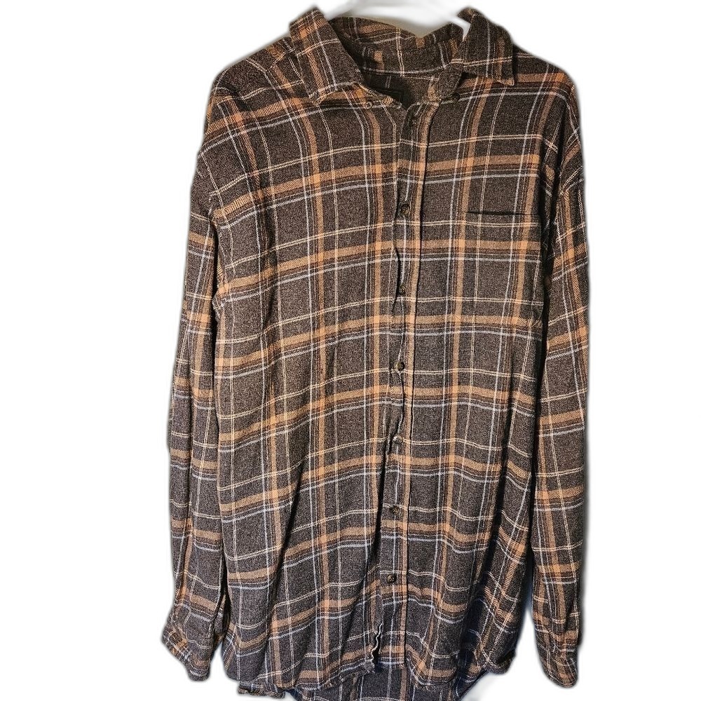 Consensus Sportswear Men's XLT Cotton Flannel Button-Up Plaid Shirt Dad Core
